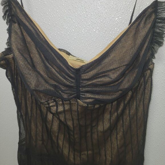 Vtg Max Studio Special Edition Whimsigoth Black Mesh Overlay Nude Dress Sz M - Picture 3 of 10